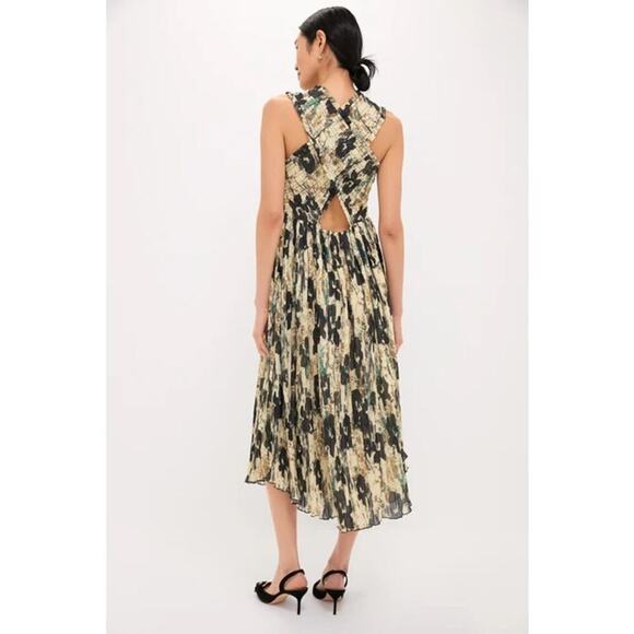 GANNI Afterglow Printed Pleats Smock Midi Straps Dress Size 40/L - NWT - Picture 2 of 5